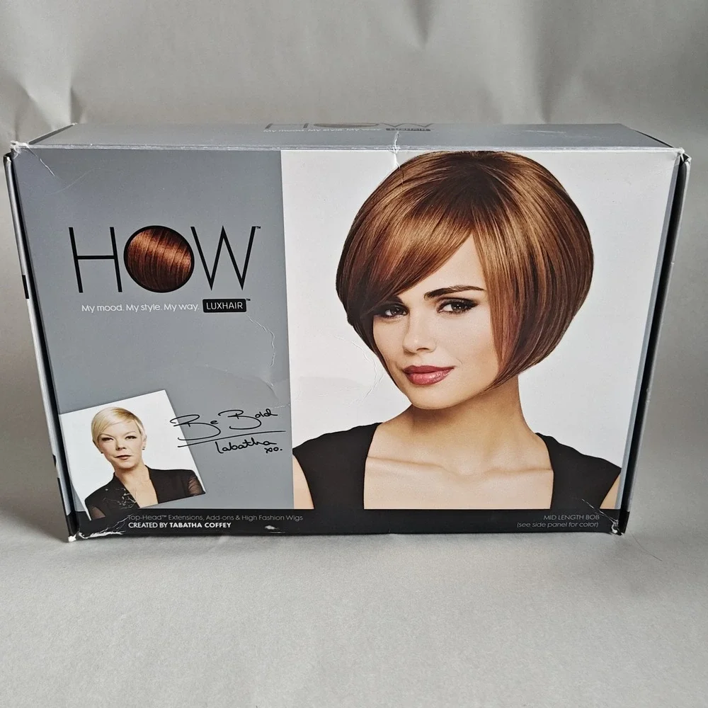 HOW Luxhair Mid Length Bob Wig Womens Light Brown 1261 Tabatha Coffey Synthetic